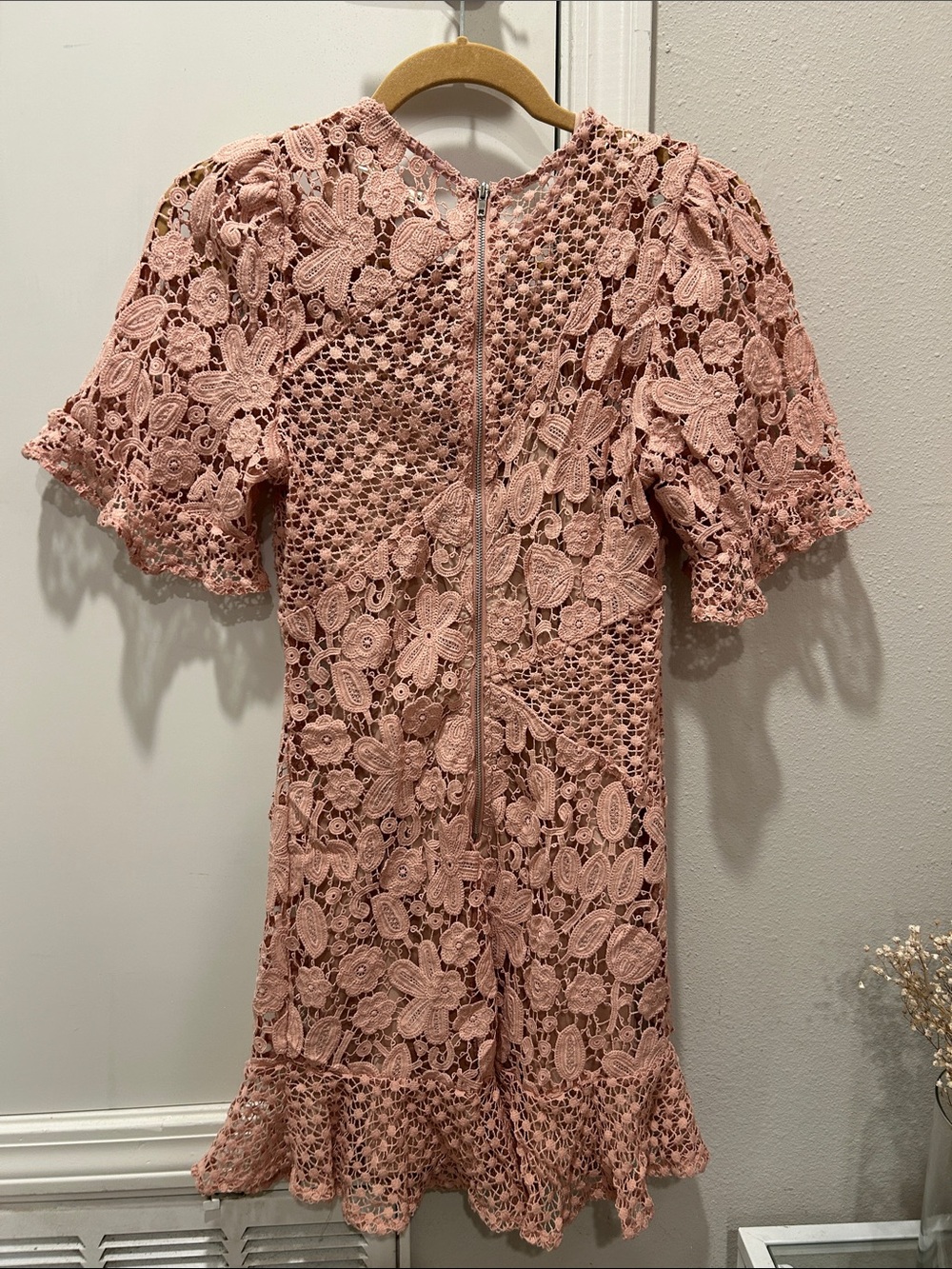 Blush Pink Floral Lace Mini Dress - Picture 3 of 5